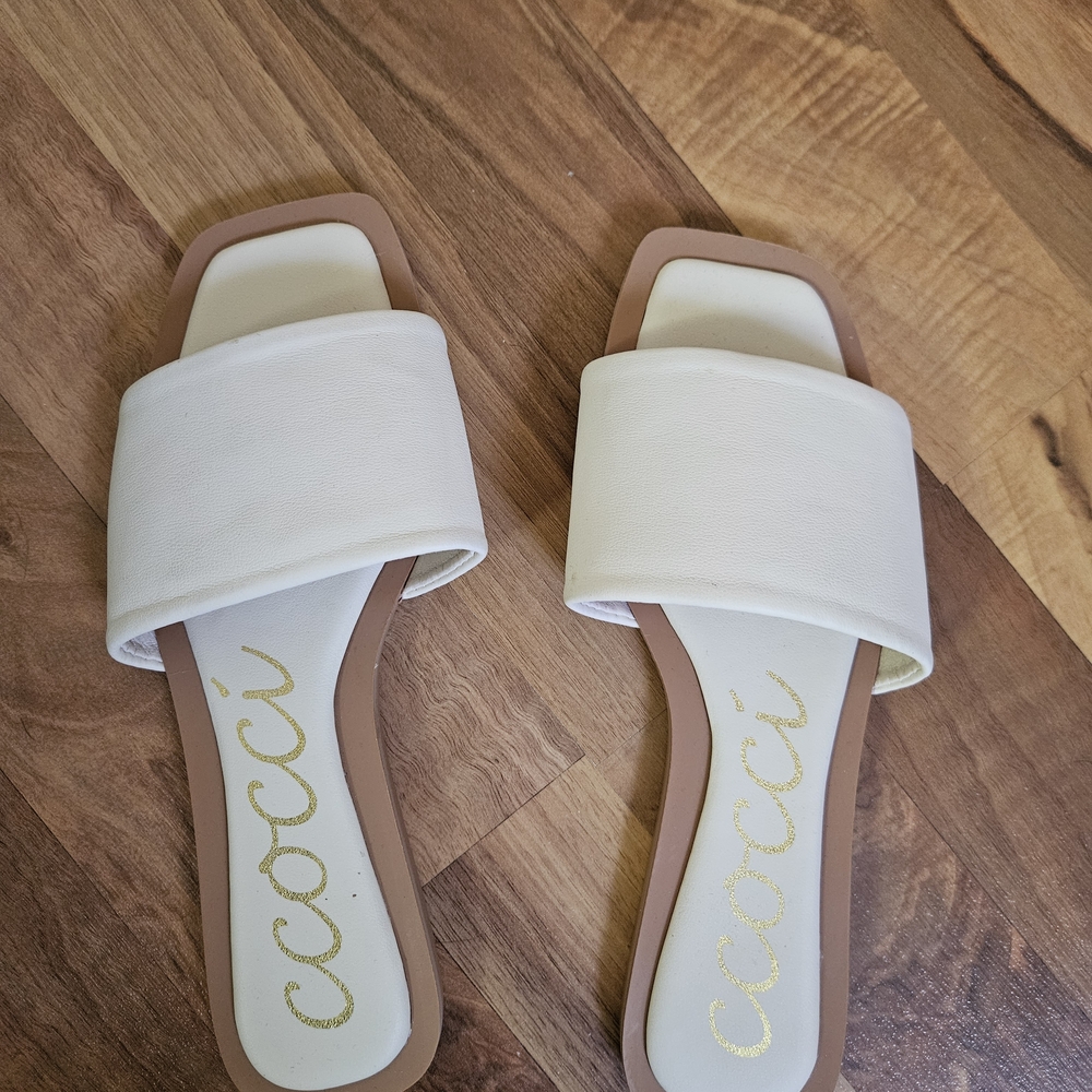 CCOCCI Women's Cream Slide Sandals